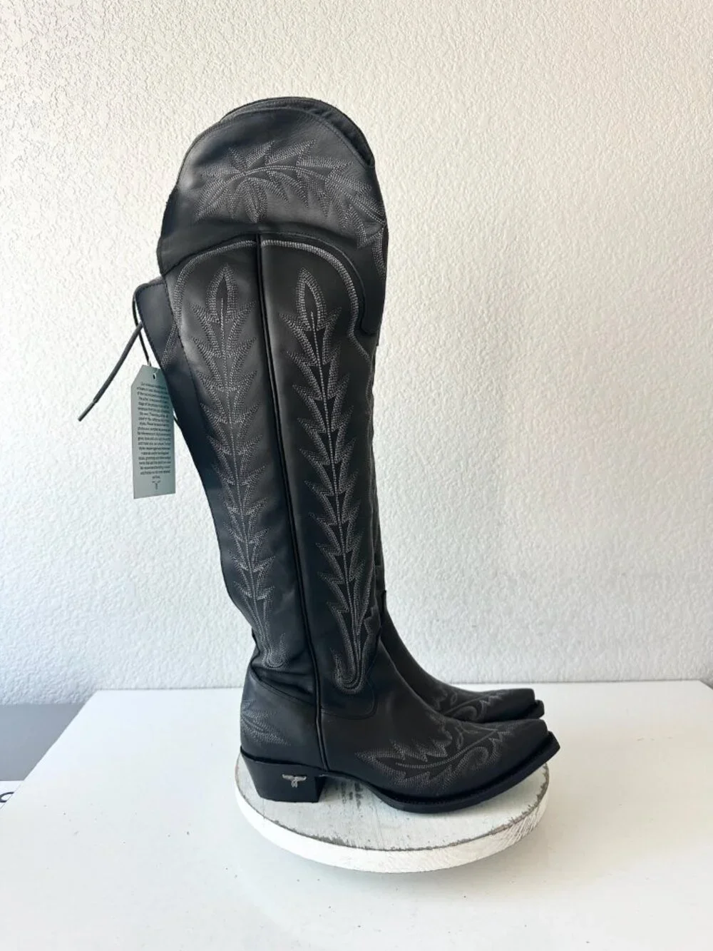 Lane LEXINGTON Over The Knee Womens Black Cowboy Boots Western Tall Lace Up 10
